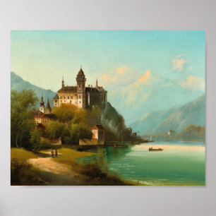 Castle on Mountain Lake   Johann Wilhelm Jankowsky Poster