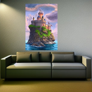 Castle on the rock   AI Art Poster