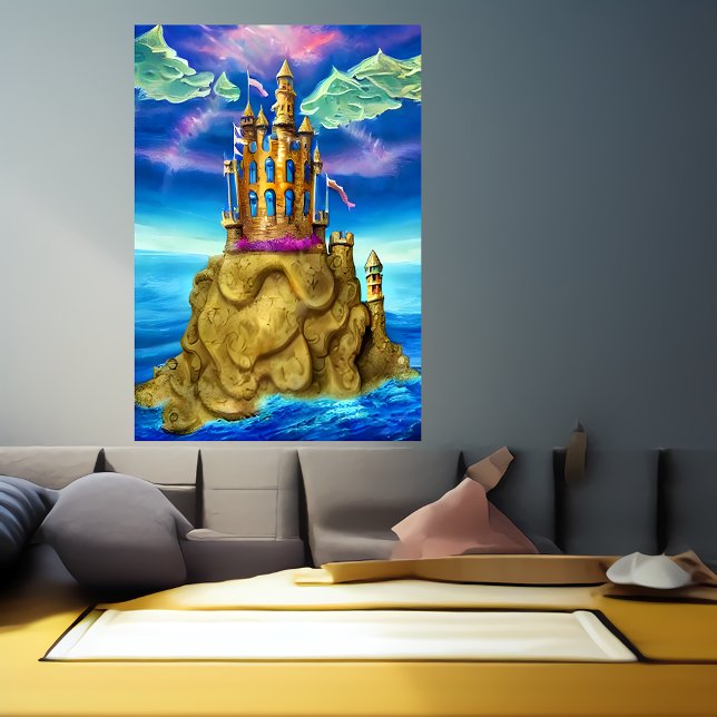Castle on the rock by the sea | AI Art Poster (Creator Uploaded)