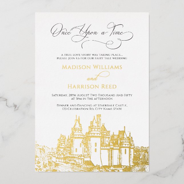 Castle Once Upon A Time Fairy Tale Wedding Gold (Front)