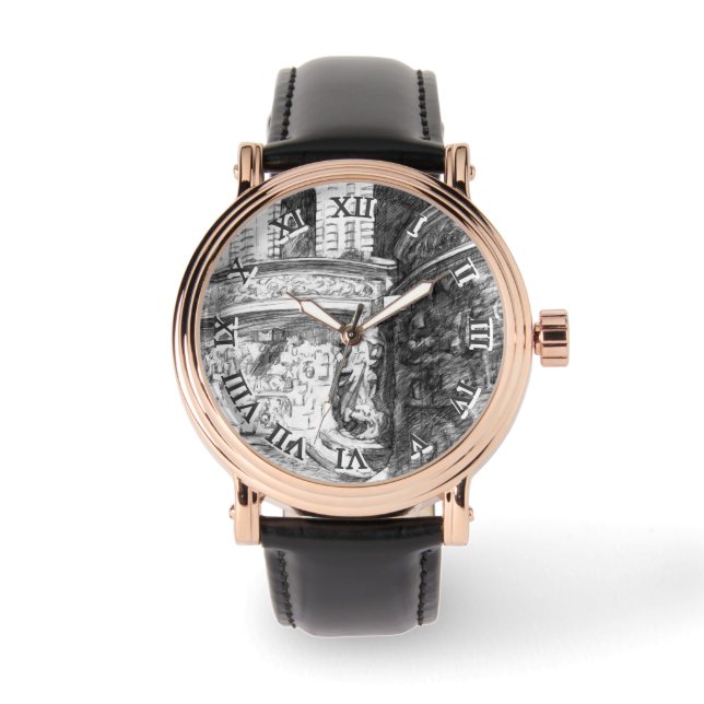 Castle pencilart  Monochrome Black & White Watch (Front)