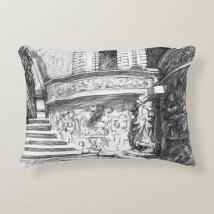 Castle pencilart  Monochrome Decorative Cushion