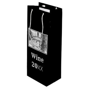 Castle pencilart  Monochrome Wine Gift Bag