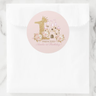 Castle Princess 1st Birthday Classic Round Sticker