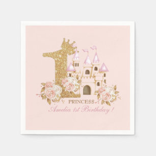 Castle Princess 1st Birthday Napkin