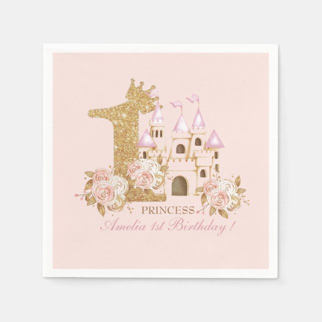  Castle Princess 1st Birthday  Napkin (Front)