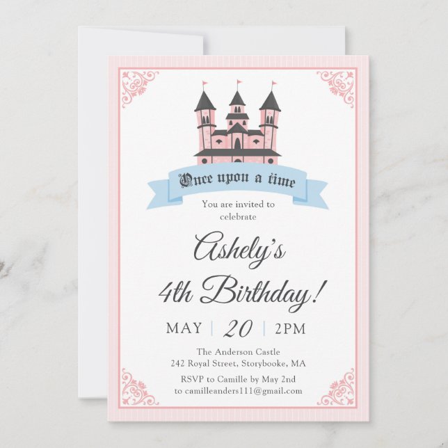 Castle Princess Royal Birthday Party Invitation (Front)