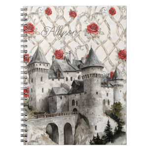Castle Red Roses Romantic Floral Notebook