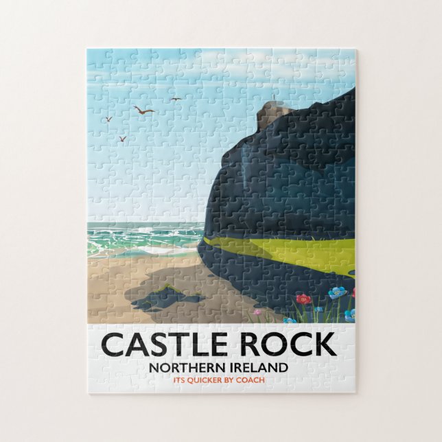 castle rock northern ireland travel poster. jigsaw puzzle (Vertical)