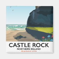 castle rock northern ireland travel poster.