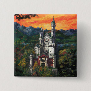 Castle Schloss Neuschwanstein 15 Cm Square Badge