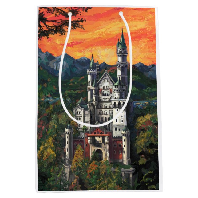 Castle Schloss Neuschwanstein Medium Gift Bag (Front)