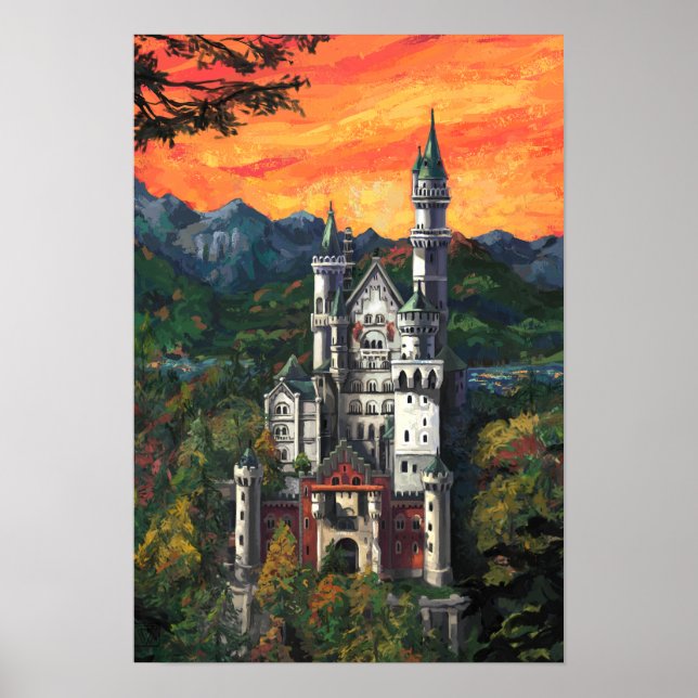 Castle Schloss Neuschwanstein Poster (Front)