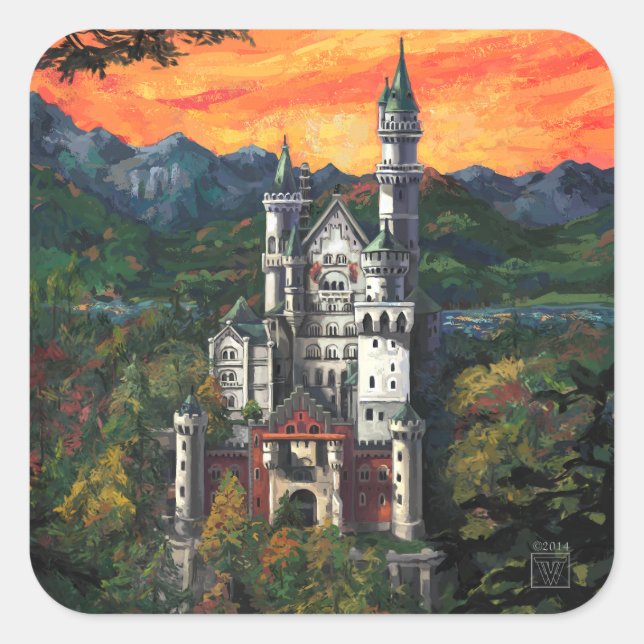 Castle Schloss Neuschwanstein Square Sticker (Front)