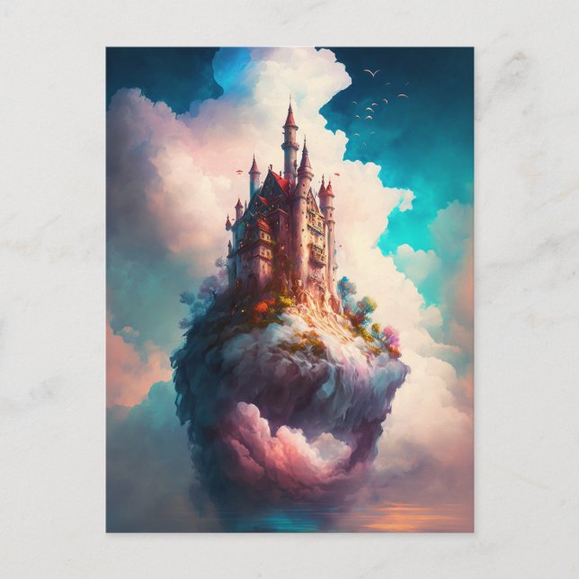 Castle Sky Clouds Fantasy Art Postcard (Front)