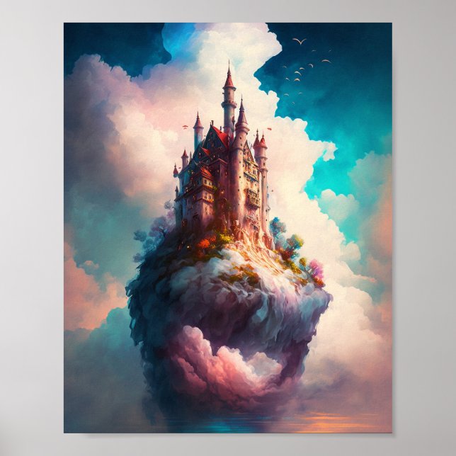Castle Sky Clouds Fantasy Art Poster (Front)