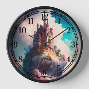 Castle Sky Clouds Fantasy Clock