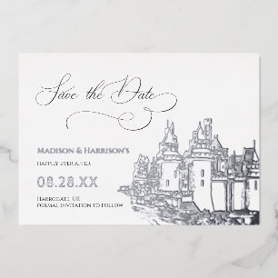 Castle Themed Save the Date Silver