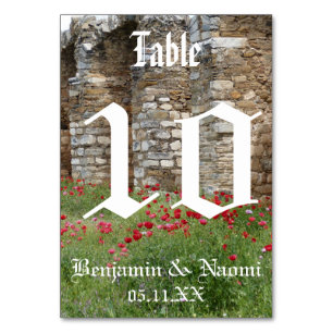 Castle Wedding Table Number Cards