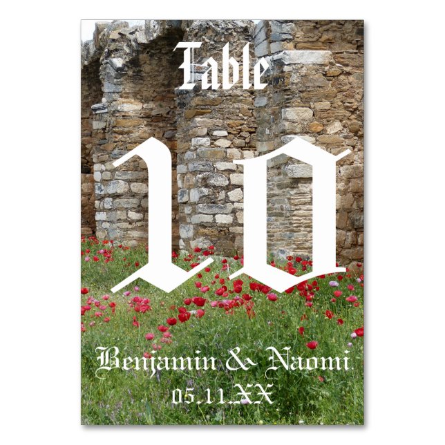 Castle Wedding Table Number Cards (Front)
