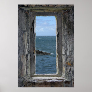 Castle Window with an Ocean View Poster