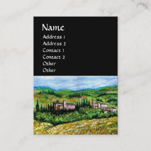 CASTLES IN CHIANTI LANDSCAPE ,YELLOW FLOWER FIELDS BUSINESS CARD