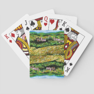CASTLES IN CHIANTI LANDSCAPE ,YELLOW FLOWER FIELDS PLAYING CARDS