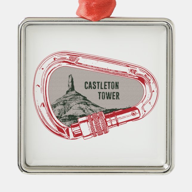 Castleton Tower Climbing Carabiner Metal Tree Decoration (Front)