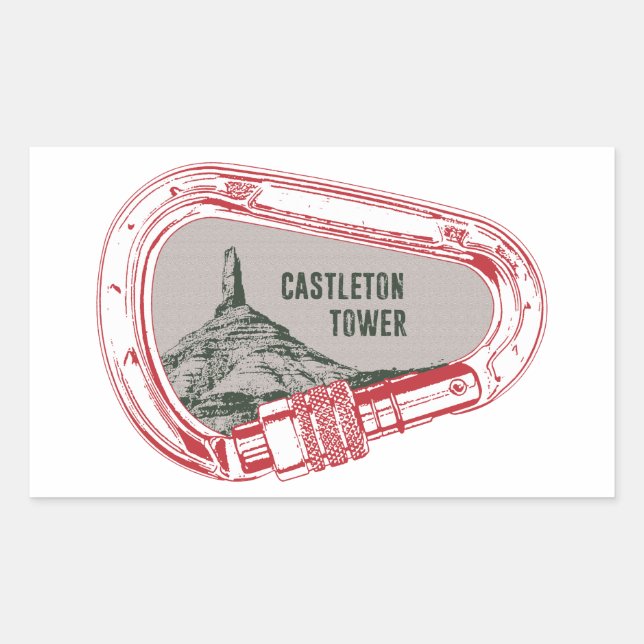 Castleton Tower Climbing Carabiner Rectangular Sticker (Front)