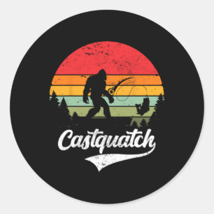 Castquatch Funny Byss Fisherman Fishing Meme  Classic Round Sticker