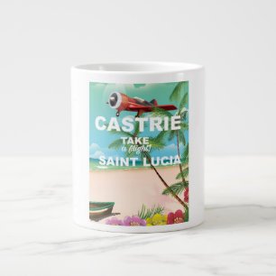 Castrie Saint Lucia vintage travel poster Large Coffee Mug