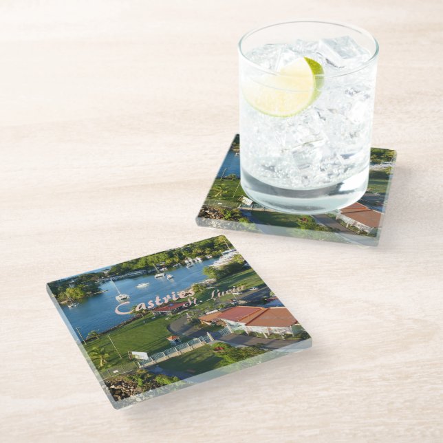 Castries Saint Lucia Caribbean Island Glass Coaster (Angled)