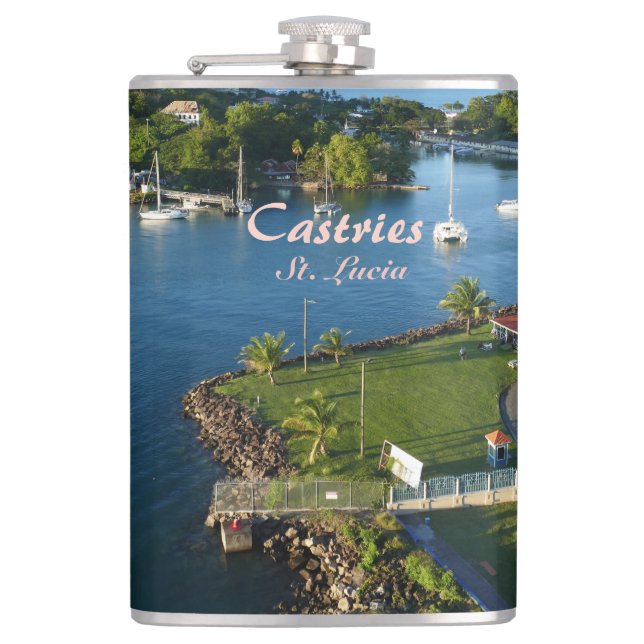 Castries Saint Lucia Caribbean Island Hip Flask (Front)