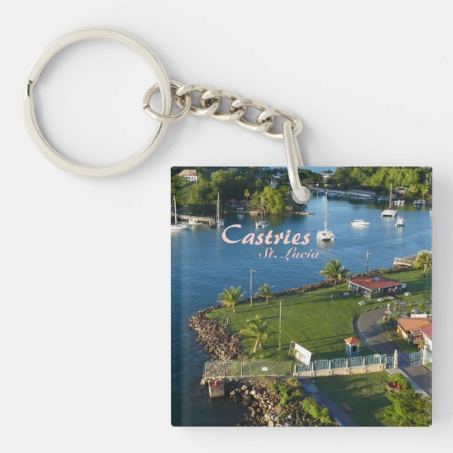 Castries Saint Lucia Caribbean Island Key Ring (Front)