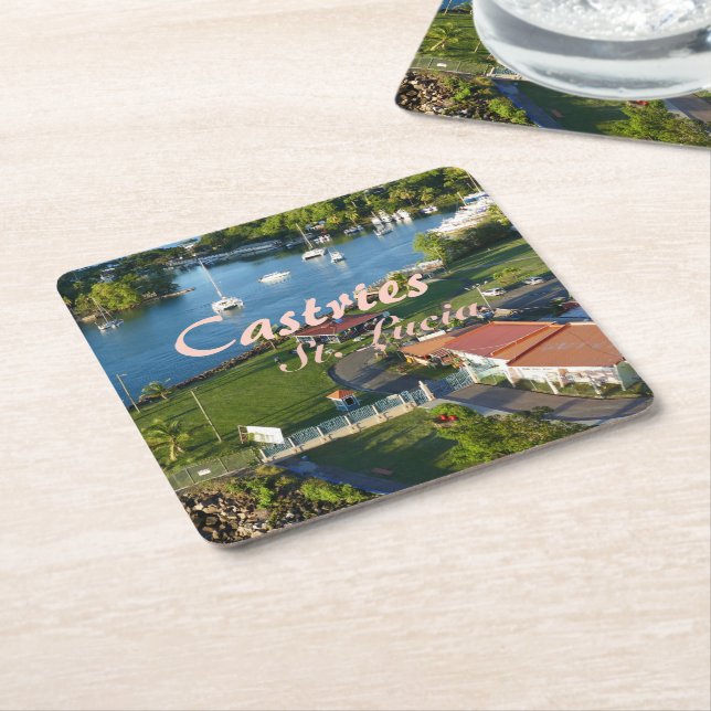 Castries Saint Lucia Caribbean Island Square Paper Coaster (Angled)