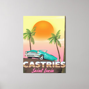 Castries Saint Lucia exotic tropical travel poster Canvas Print