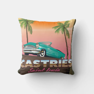 Castries Saint Lucia exotic tropical travel poster Cushion