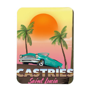 Castries Saint Lucia exotic tropical travel poster Magnet