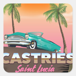 Castries Saint Lucia exotic tropical travel poster Square Sticker