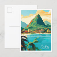Castries Saint Lucia Vintage Travel Illustration