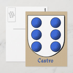 Castro Ancestral Heraldic Shield Postcard
