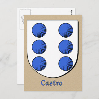 Castro Ancestral Heraldic Shield Postcard