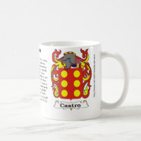 Castro Family Coat of Arms on a mug