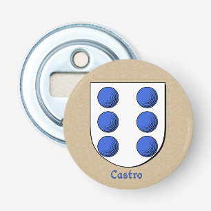 Castro Heraldic Arms on Parchment Style Back Bottle Opener
