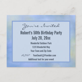 Casual Abstract Blue Yellow Pattern Event Invitat Postcard