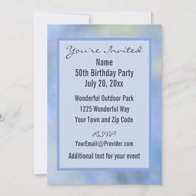 Casual Abstract Blue Yellow Pattern Event  Invitation (Front)