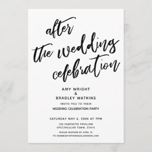 Casual After the Wedding Celebration Black White Invitation