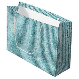 Casual Aqua Corduroy Stripe Pattern Large Gift Bag