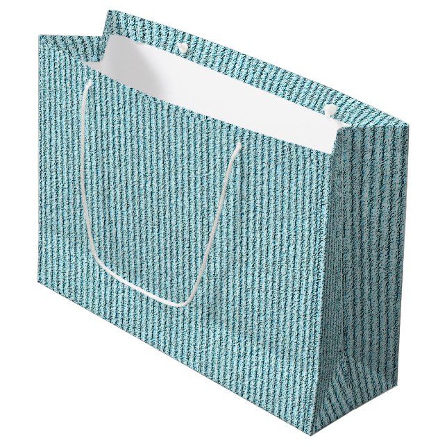 Casual Aqua Corduroy Stripe Pattern  Large Gift Bag (Front Angled)