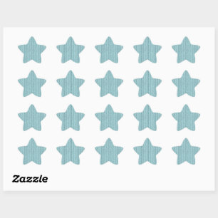 Casual Aqua Corduroy Stripe Pattern Star Sticker